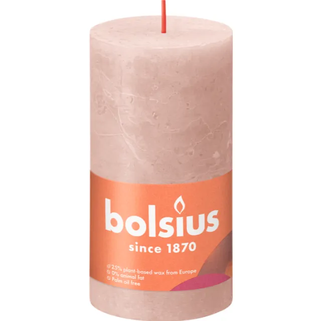 Bolsius rustiek stompkaars misty pink