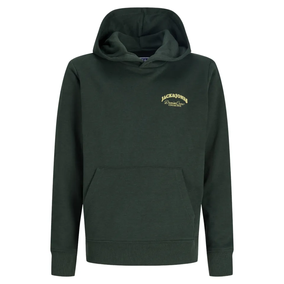 Jack & Jones JUNIOR rechtvallende hoodie met backprint - donkergroen, foto 2