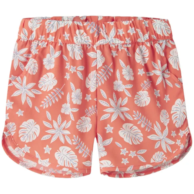 NAME IT gebloemde korte broek koraaloranje Koraaloranje/wit
