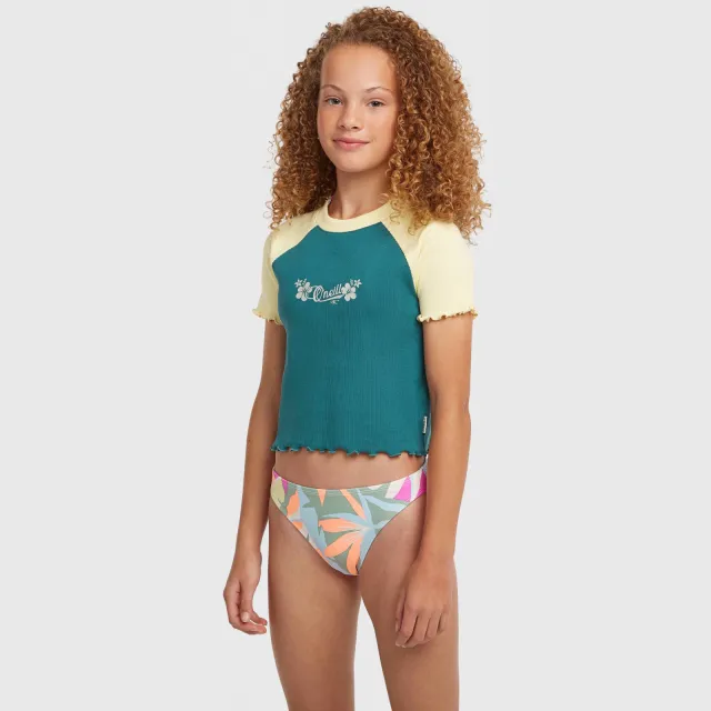 O'Neill colour-block rib t-shirt donkergroen Donkergroen/lichtgeel