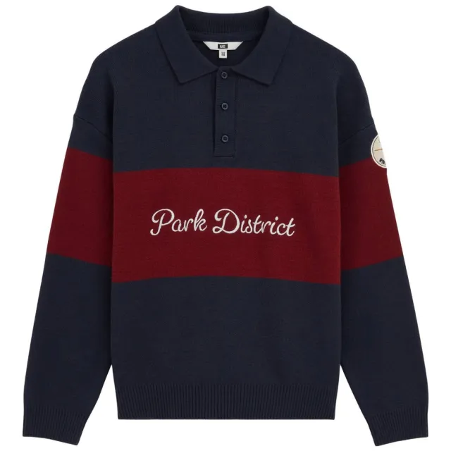 WE Fashion gebreide gestreepte sweater met borduursels en tekst - donkerblauw Royal Navy