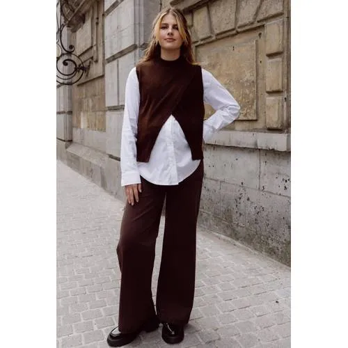 LOVE2WAIT Jill zwangerschaps wide leg jeans - donkerbruin, foto 3