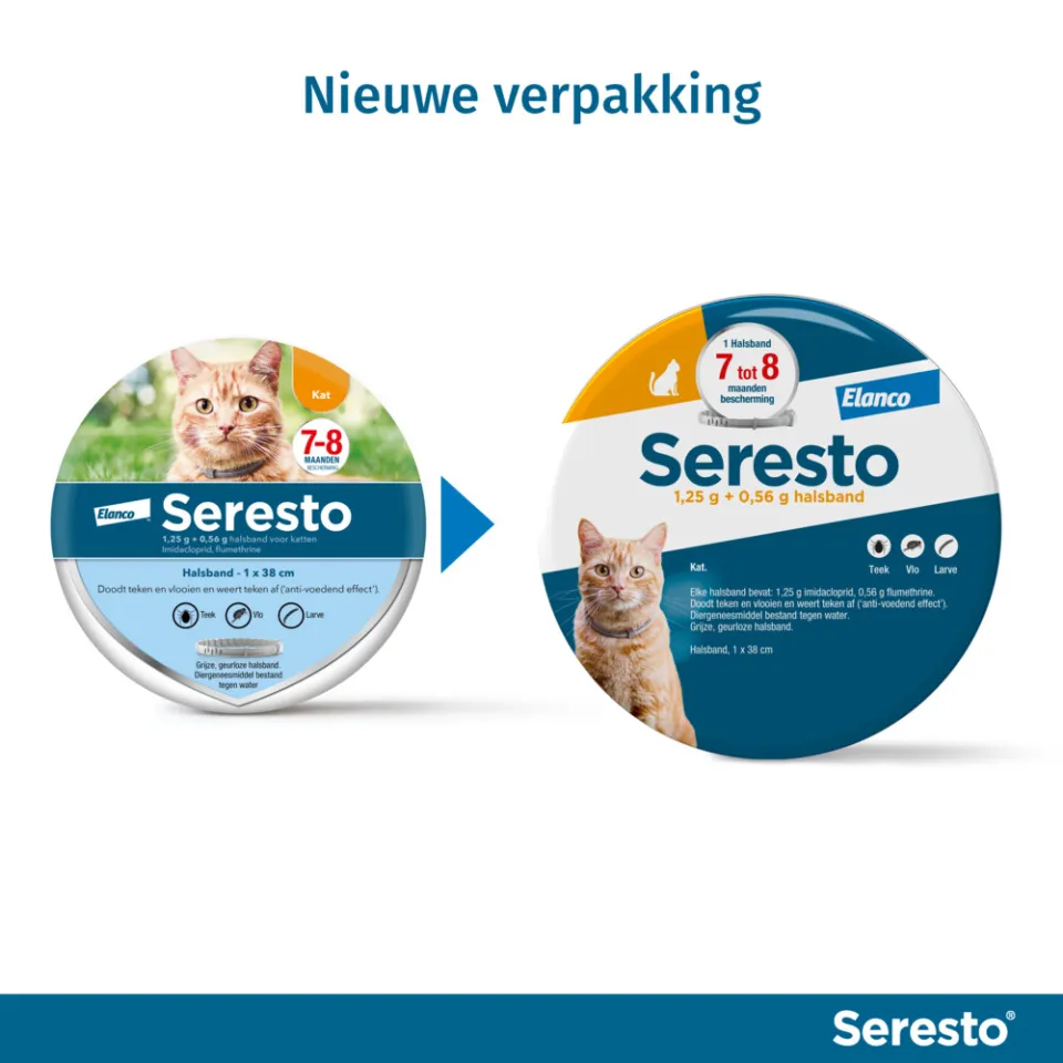 Seresto anti vlooien en tekenhalsband kat grijs, foto 2