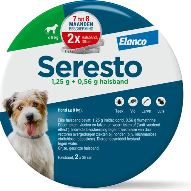 Seresto Anti Vlooien en Teken Halsband Hond Tot 8 kg 2-pack 38 cm