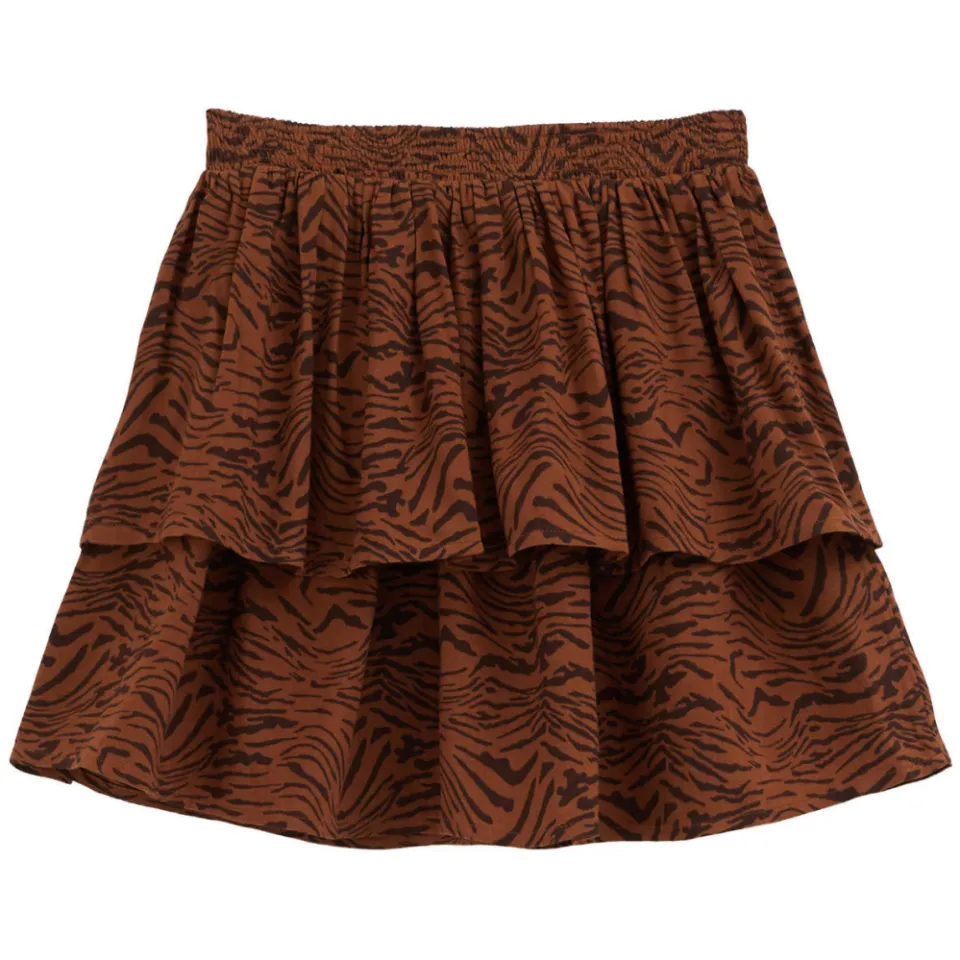 WE Fashion korte rok met ruches en zebraprint camel, foto 3