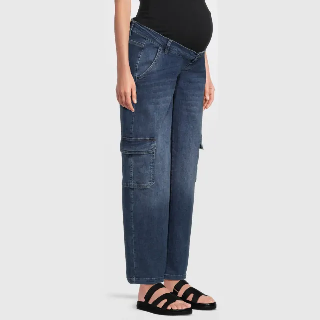 LOVE2WAIT low waist zwangerschaps cargo jeans stonewashed