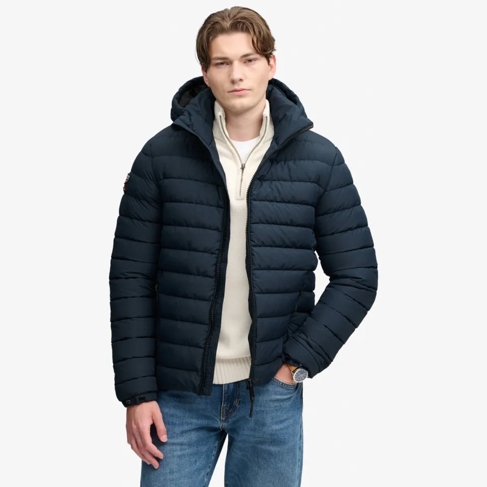 Superdry Hooded Fuji Midweight Padded jas donkerblauw navy blazer, foto 3