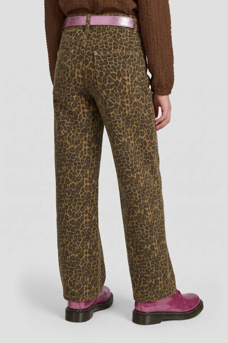 Me & My Monkey loose fit jeans met panterprint - bruin, foto 4