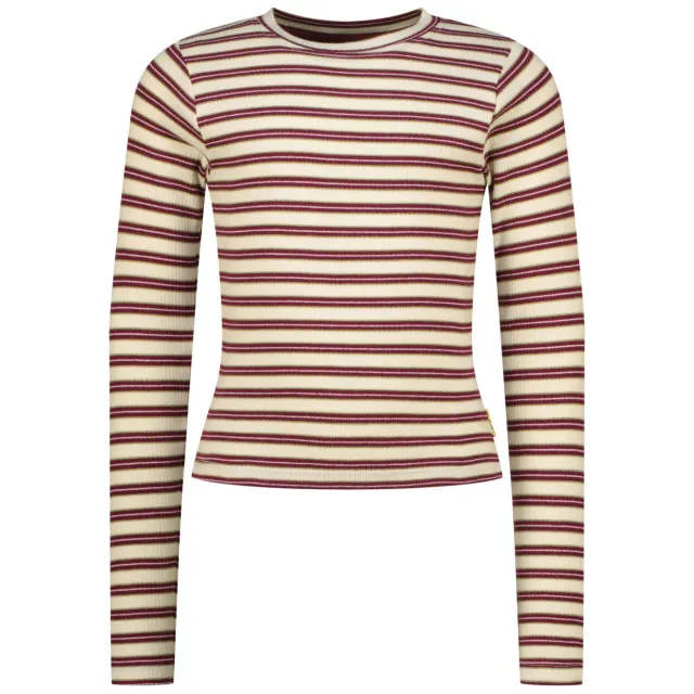 Vingino aansluitende gestreepte longsleeve ecru Ecru/bruin