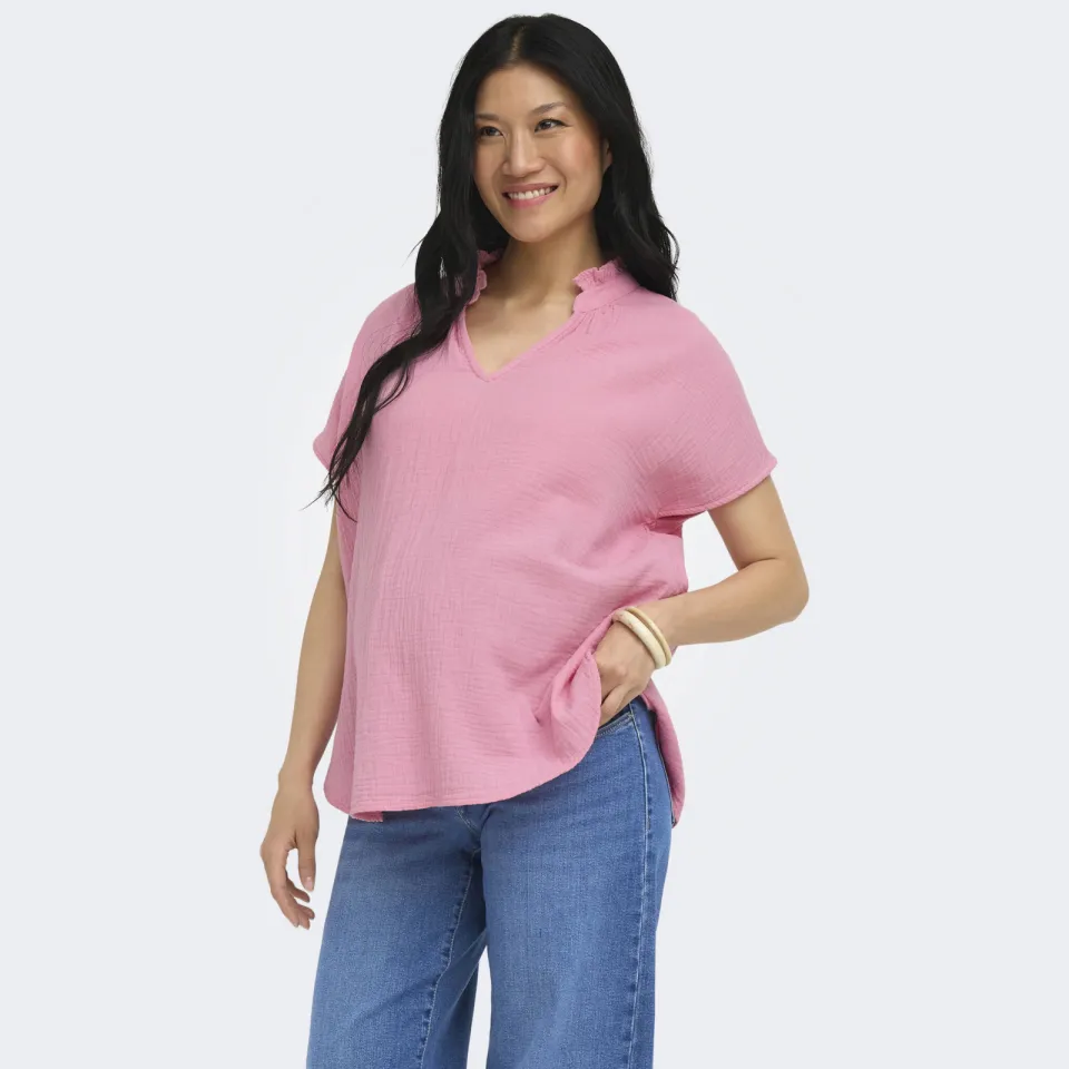 Only MATERNITY zwangerschaps blousetop met textuur roze, foto 6