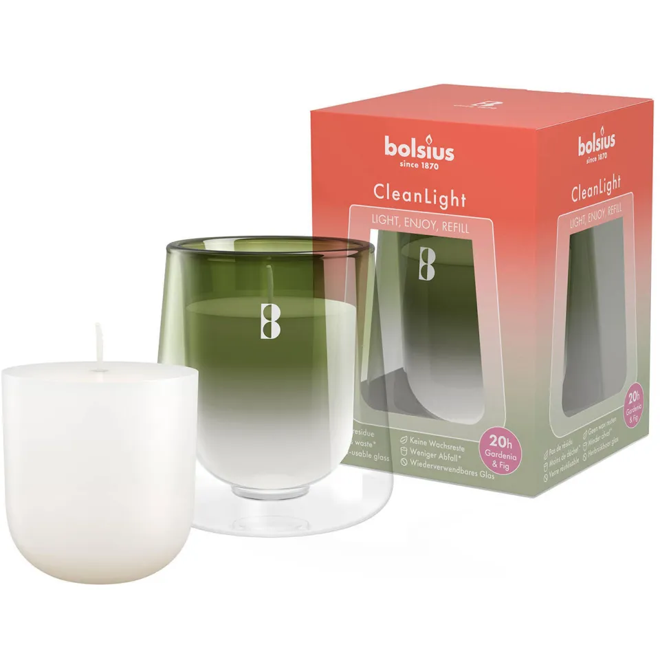 Bolsius CleanLight geurkaars starterkit Gardenia & Fig groen, foto 7