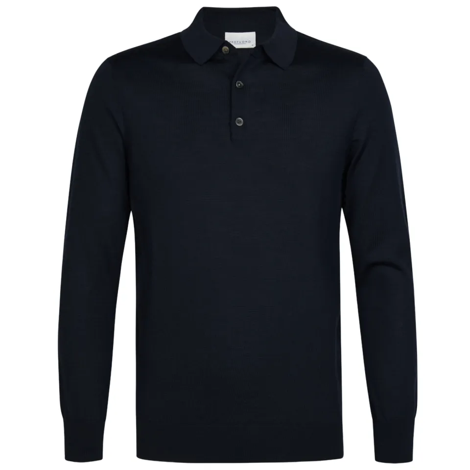 Profuomo wollen regular fit gebreide trui - donkerblauw, foto 2