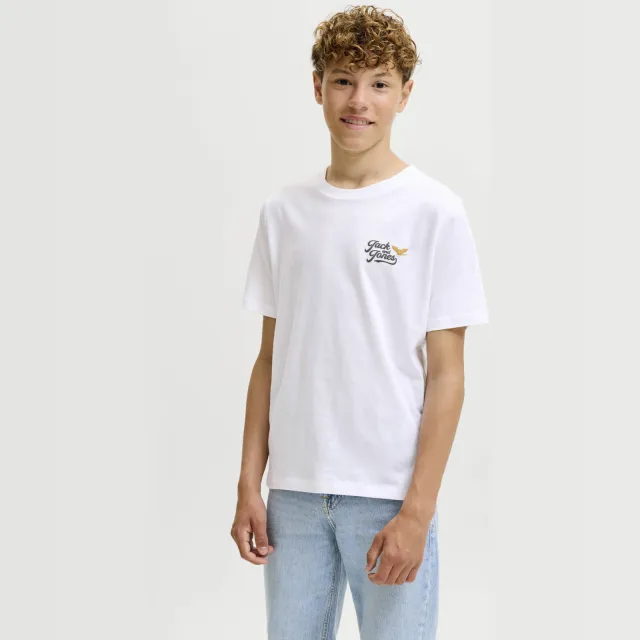 Jack & Jones junior t-shirt met backprint wit