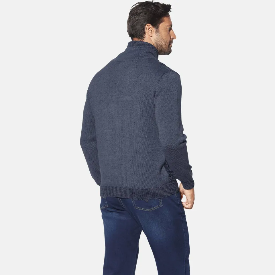 Jan Vanderstorm +FIT Collectie trui met ingebreid patroon donkerblauw, foto 4