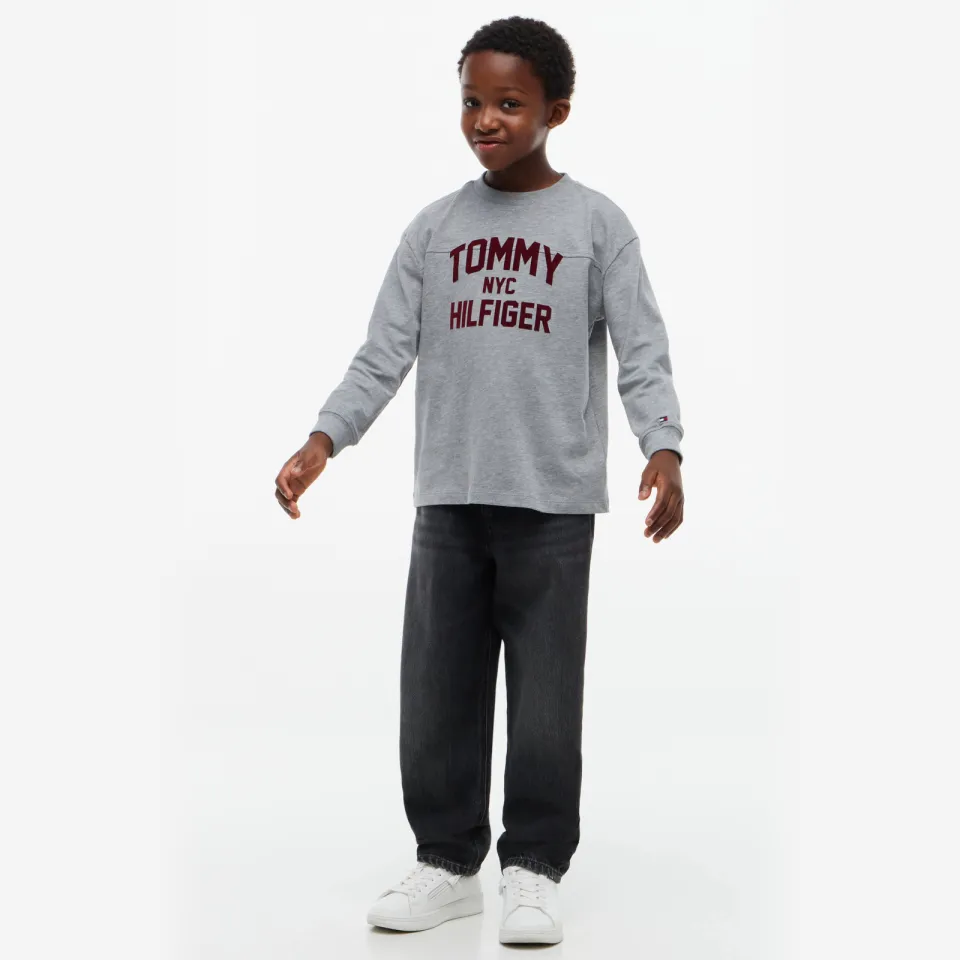 Tommy Hilfiger longsleeve met logo grijs Grijs melange