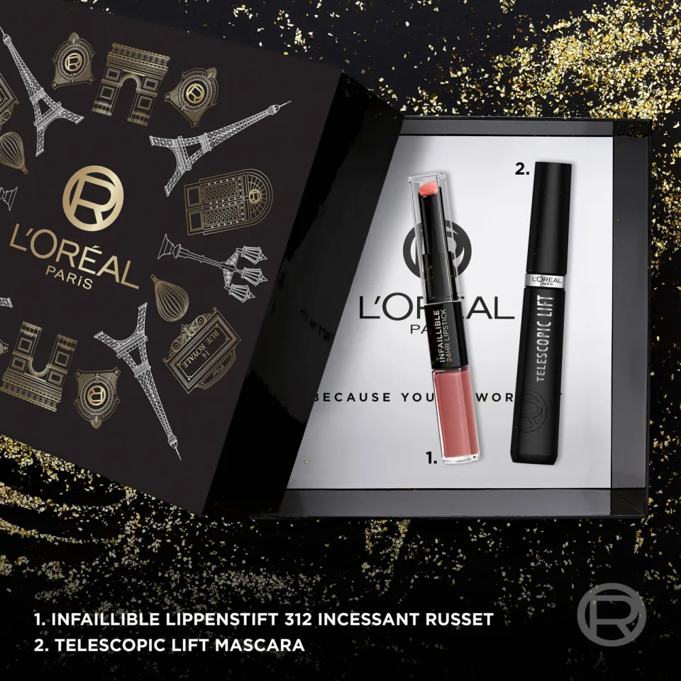 L'oréal Paris Telescopic set - Telescopic Lift mascara + Infaillible 24H lipstick - 312 Incessant Russet, foto 4