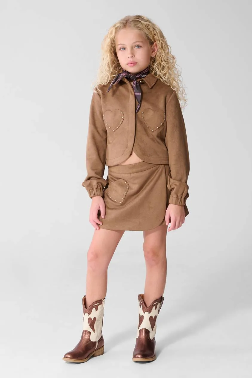 Shoeby suèdelook jas met studs bruin, foto 4
