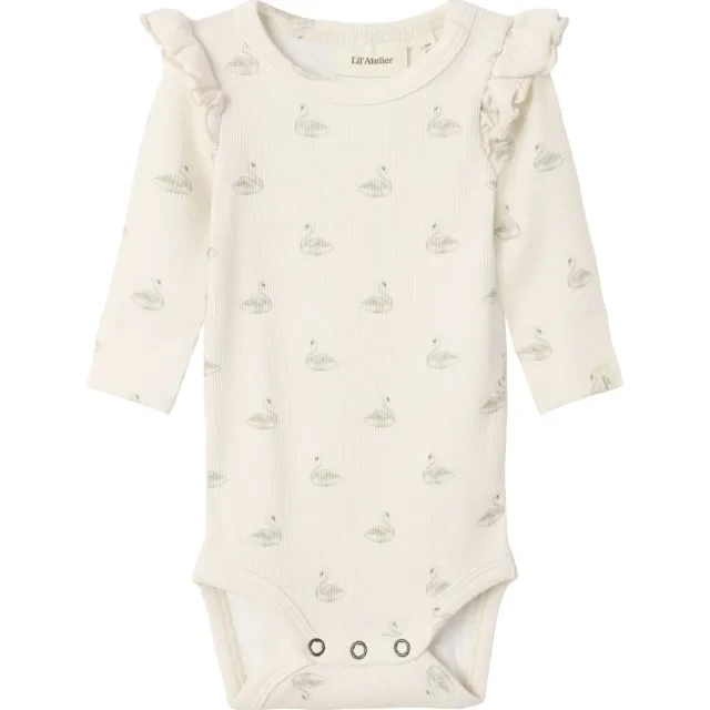 Lil' Atelier Nbfgavo Eko LS Slim Body romper beige Offwhite