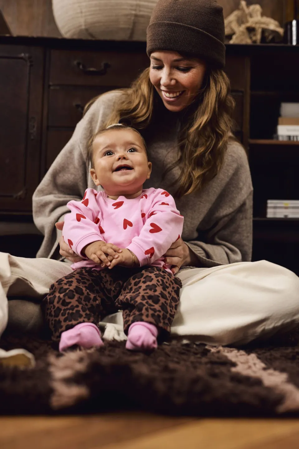 Z8 newborn katoenen babybroek met panterprint bruin, foto 4