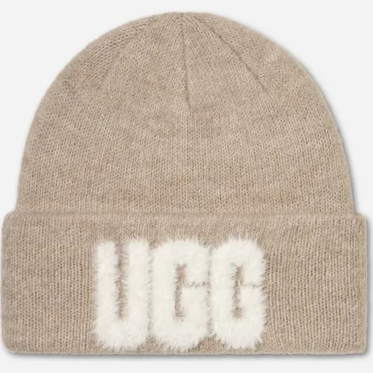 Fuzzy UGG® Logo-muts in Cream, Wol, foto 2