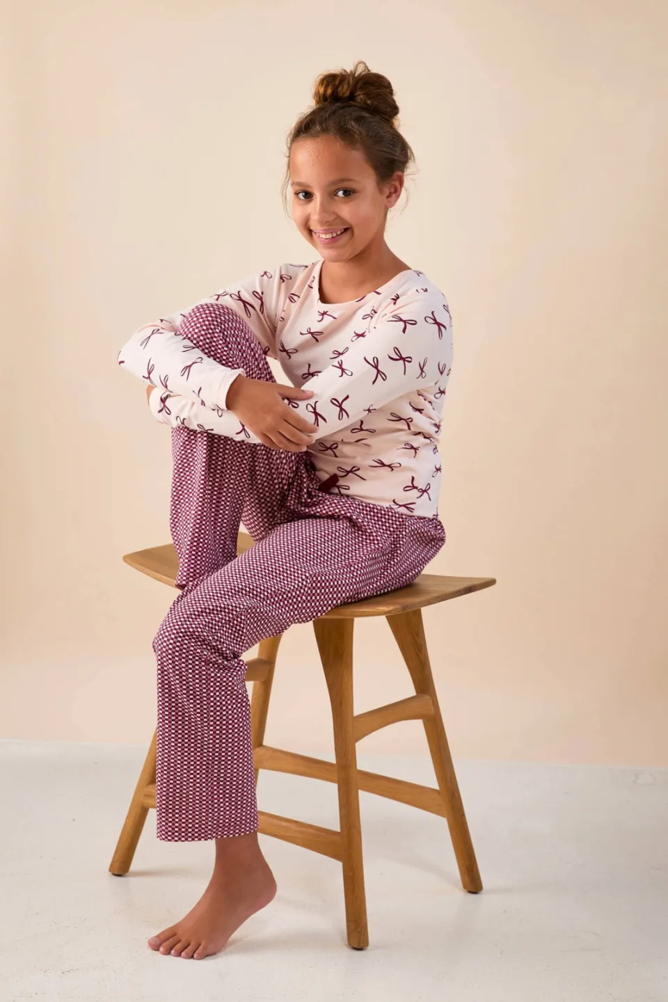 Little Label pyjama met all over print rood Rood/lichtroze