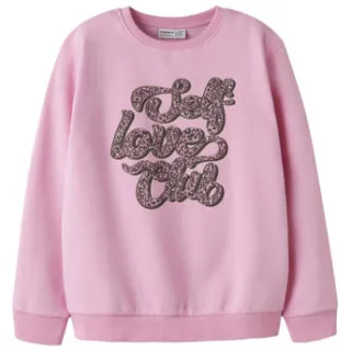 NAME IT KIDS sweater met tekst - roze Tekst