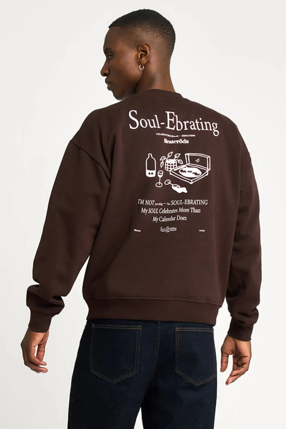 Resteröds relaxed fit sweater met backprint - bruin, foto 3