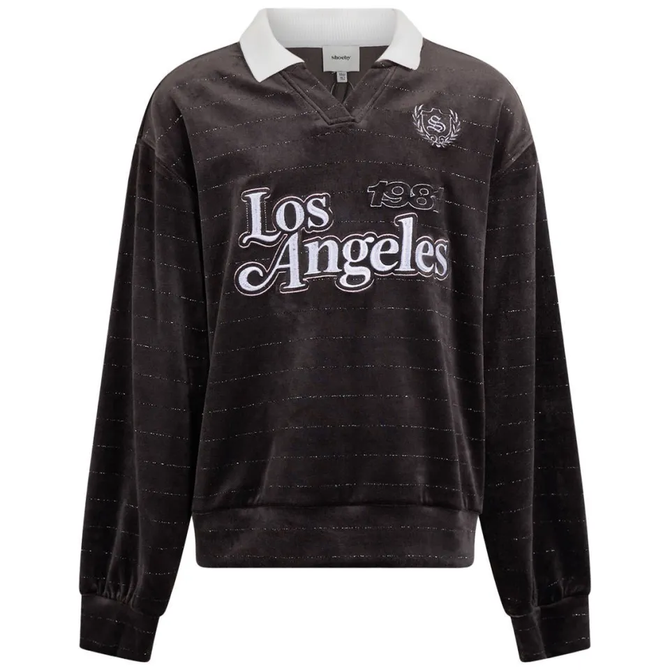Shoeby fluwelen longsleeve donkerbruin, foto 2