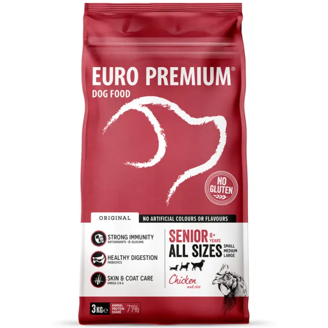 Euro Premium Senior 8+ kip & rijst hondenvoer 3 kg