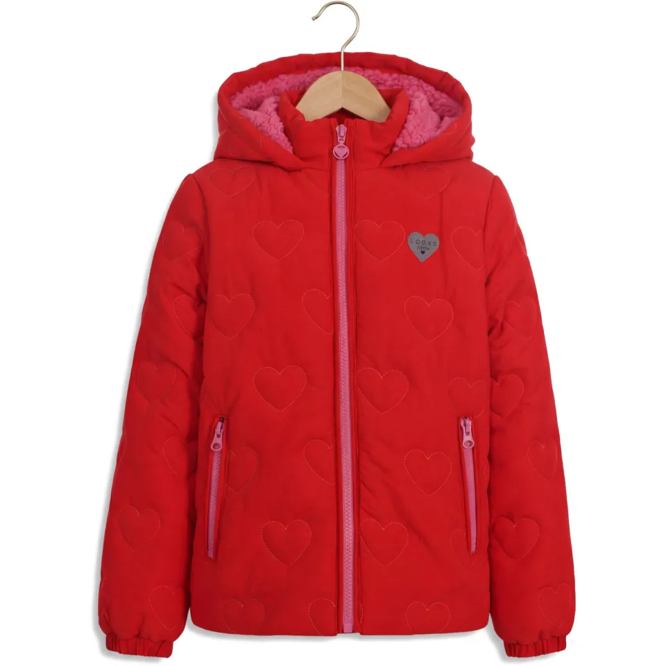 LOOXS little teddy winterjas met hartjes rood, foto 2