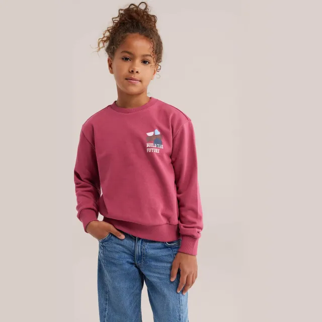 WE Fashion sweater met backprint - roze