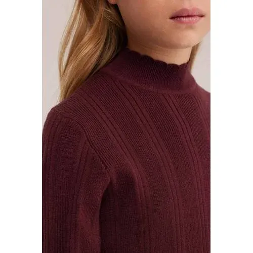 WE Fashion gebreide bodycon midi jurk donkerpaars, foto 4