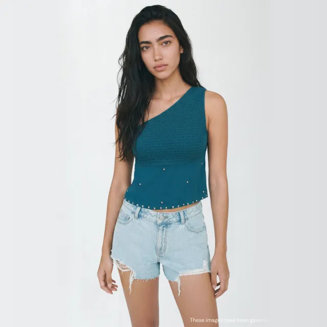 Mango denim short lichtblauw, foto 2
