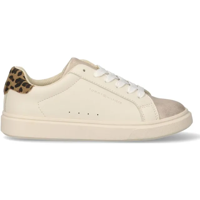 Tommy Hilfiger Schoolkind/tiener imitatieleren sneakers met panterprint - beige