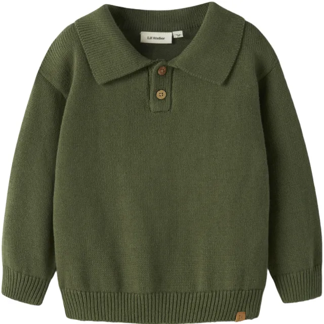 Lil' Atelier MINI katoenen gebreide trui - groen