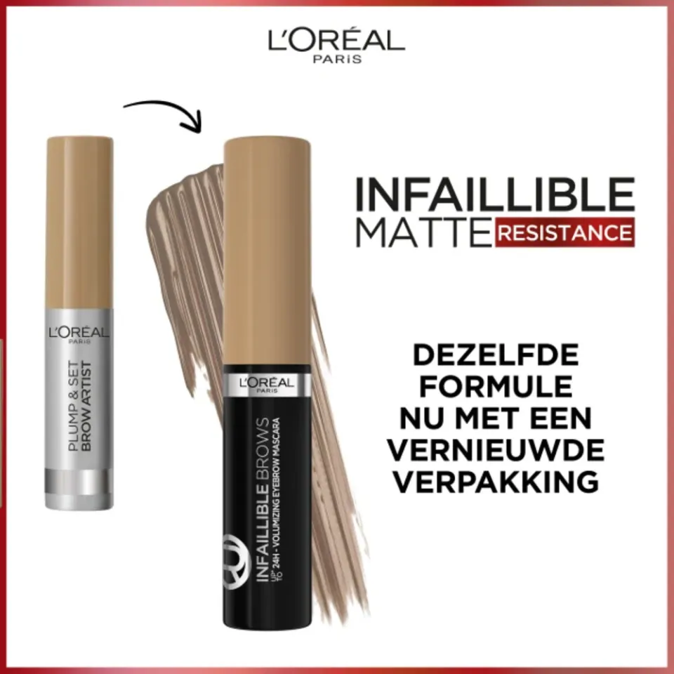L'oréal Infaillible up to 24H Brow Mascara 3.0 Brunette bruin, foto 2