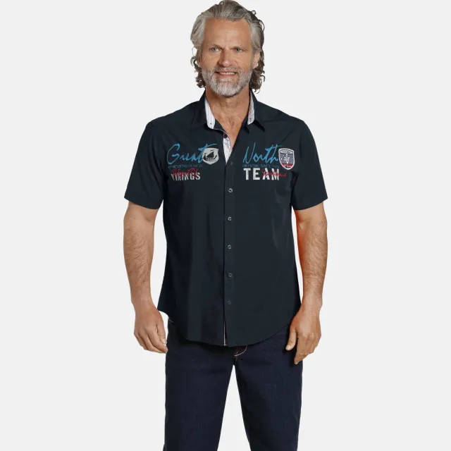 Jan Vanderstorm casual overhemd donkerblauw