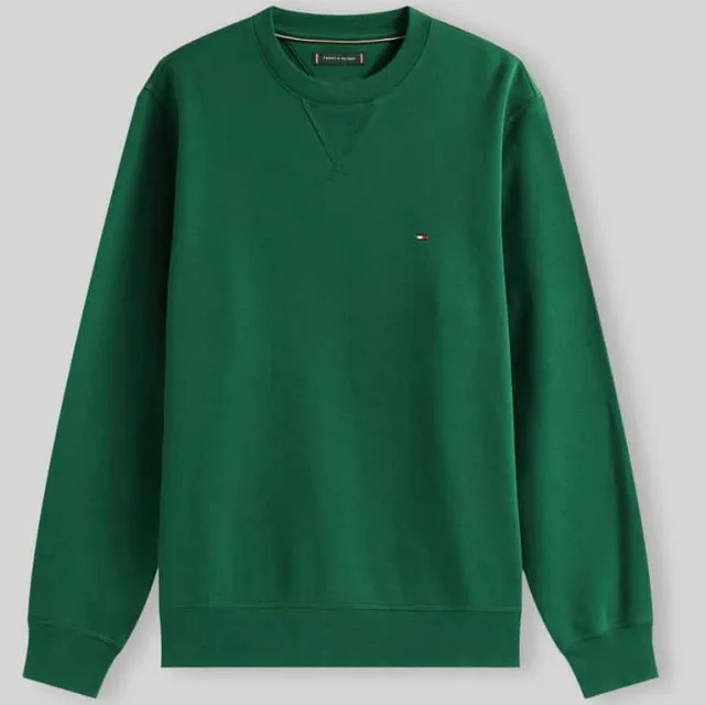 Tommy Hilfiger Regular fit sweatshirt van puur katoen met gestikt logo Ornamental Green