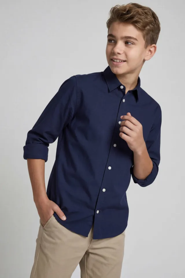 JJ Rebel JUNIOR casual overhemd - donkerblauw