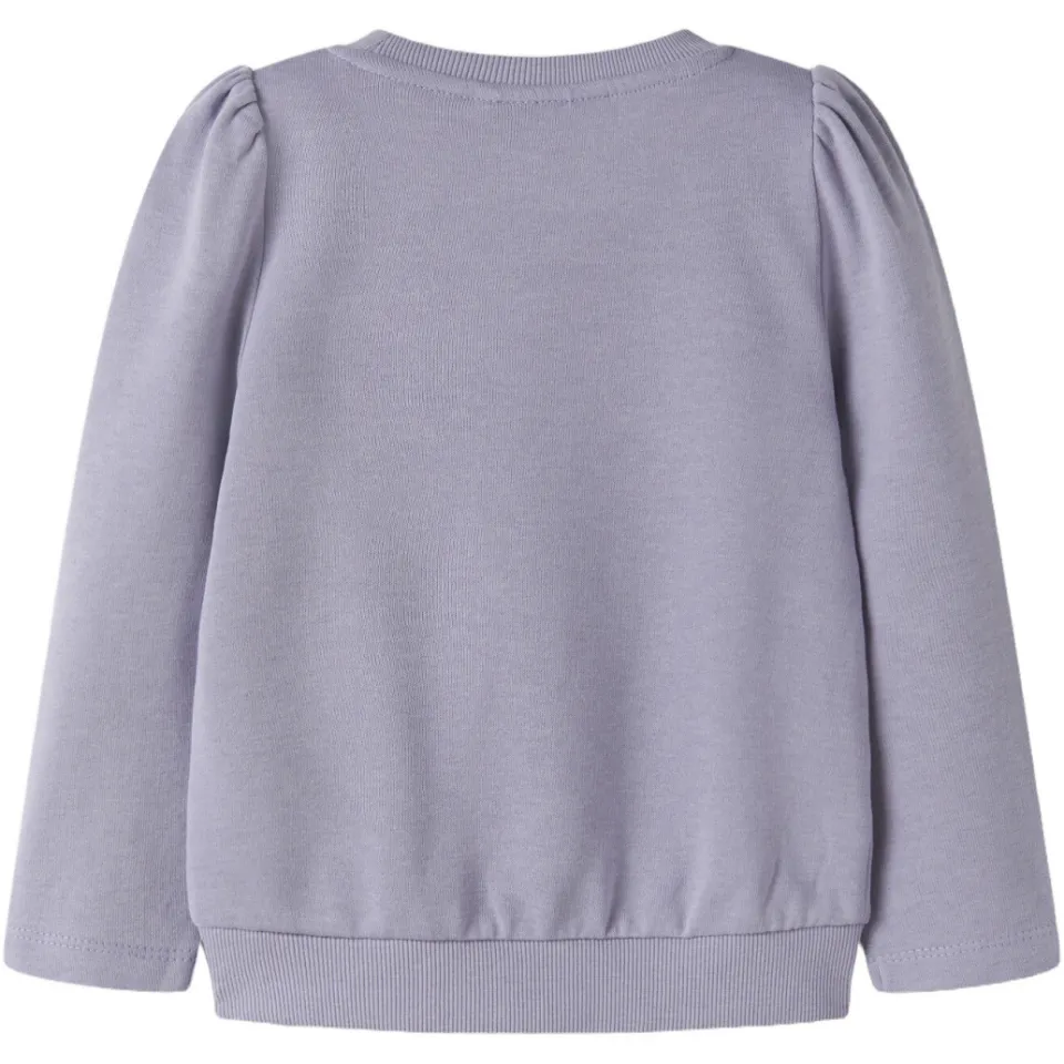NAME IT MINI rechtvallende sweater met borduursels - paars Effen, foto 2