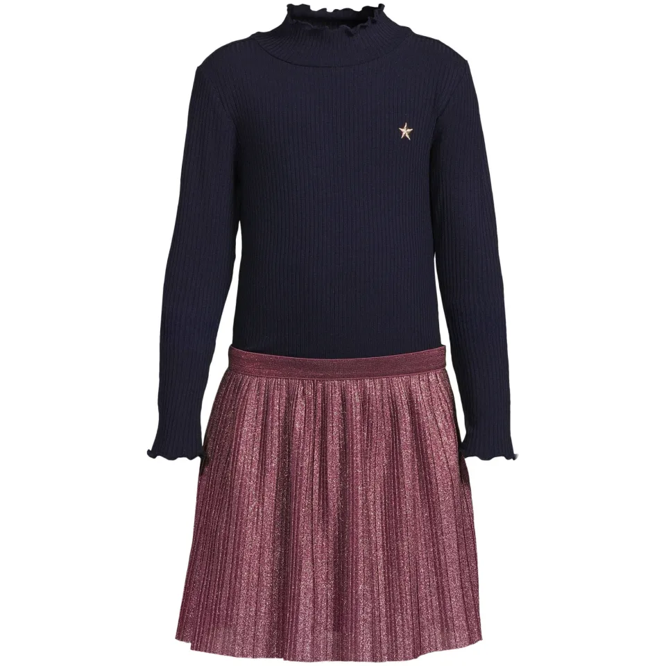 Like Flo Miley plissé jurk marineblauw Marineblauw/paars