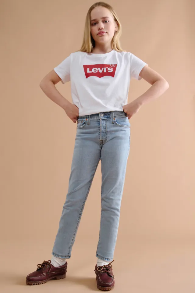 Levi's T-shirt Batwing met logo wit/rood