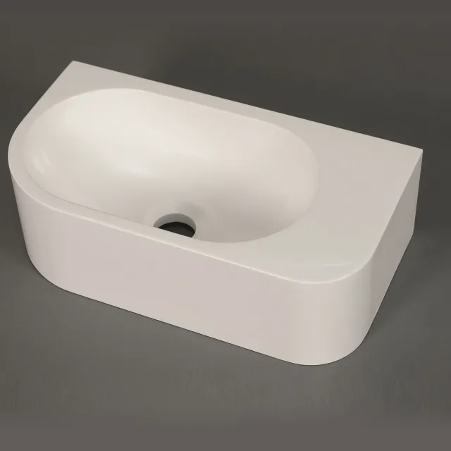 Luca Fontein Luca Sanitair Wand 40x21.5x12 cm Mineral Stone Zonder Kraangat Glans Wit Rechts