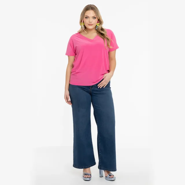 Yoek T-shirt v-hals roze