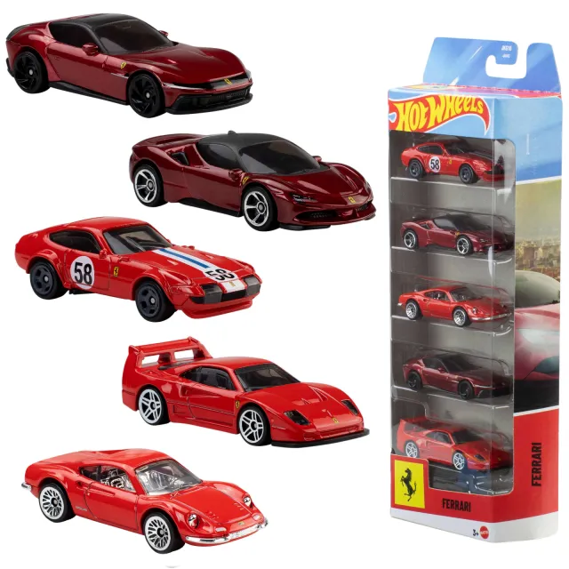 Hot Wheels Ferrari set van 5 speelgoedauto's