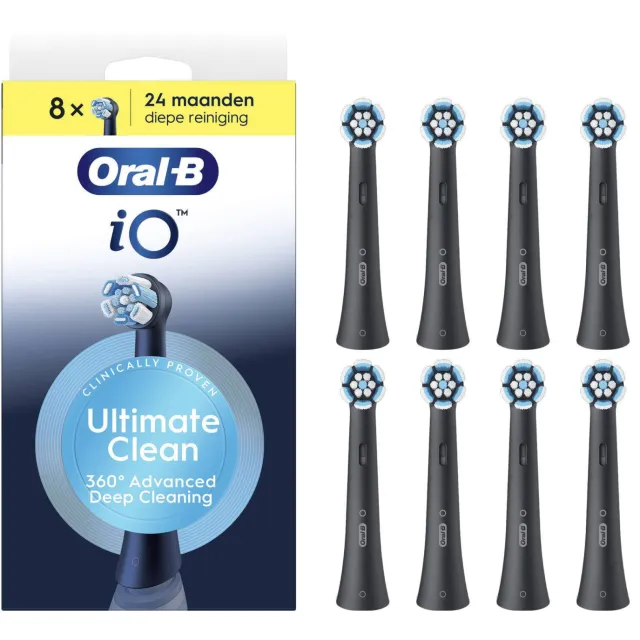Oral-B iO Ultimate Clean opzetborstels - zwart - 8 stuks