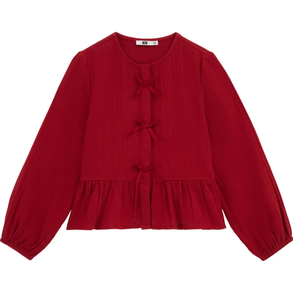 WE Fashion blouse met ruches rood, foto 2