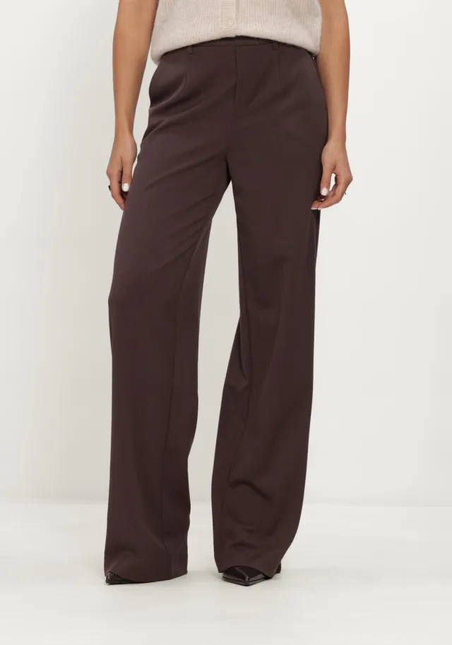 Object Dames Broeken Objlisa Wide Pant Tall - Bruin - Maat 40 TALL