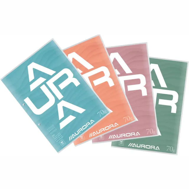 Aurora Cursusblok aurora a4 ruit 4x8mm 2-gaats 200 Pagina's 70gr blauw