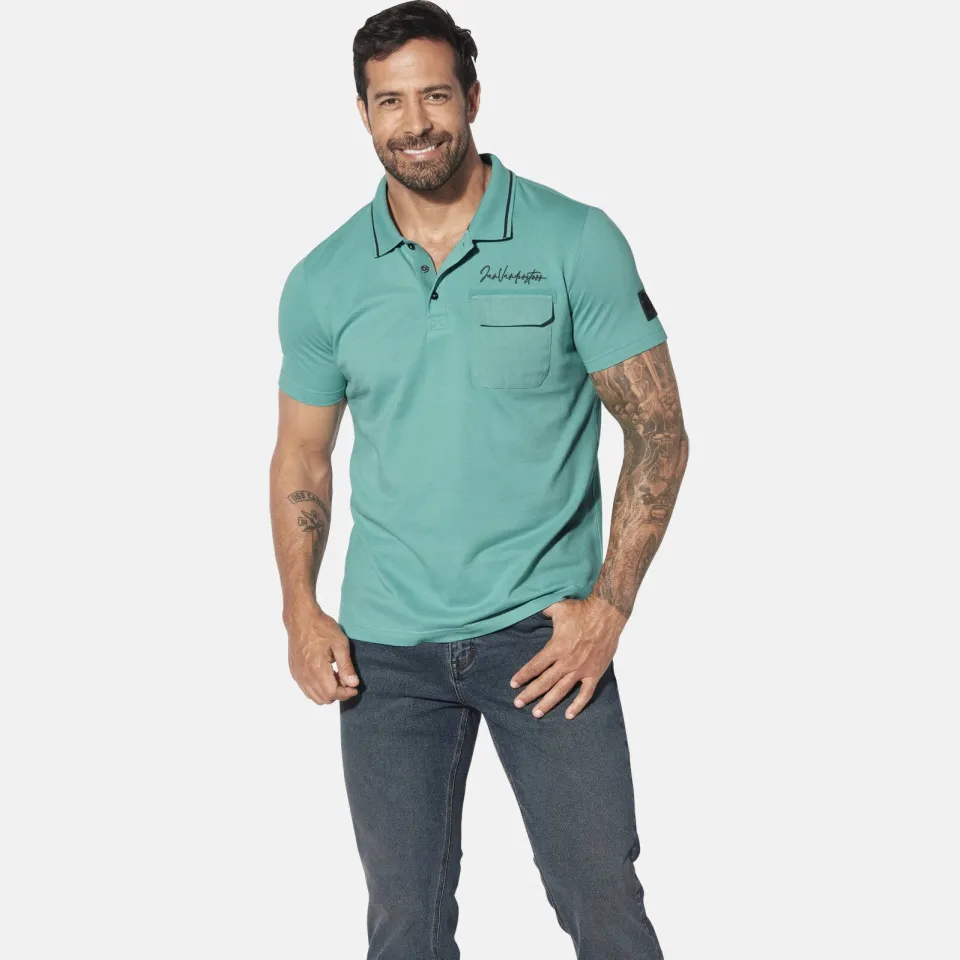 Jan Vanderstorm +FIT Collectie polo Plus Size STILTOR turquoise, foto 3